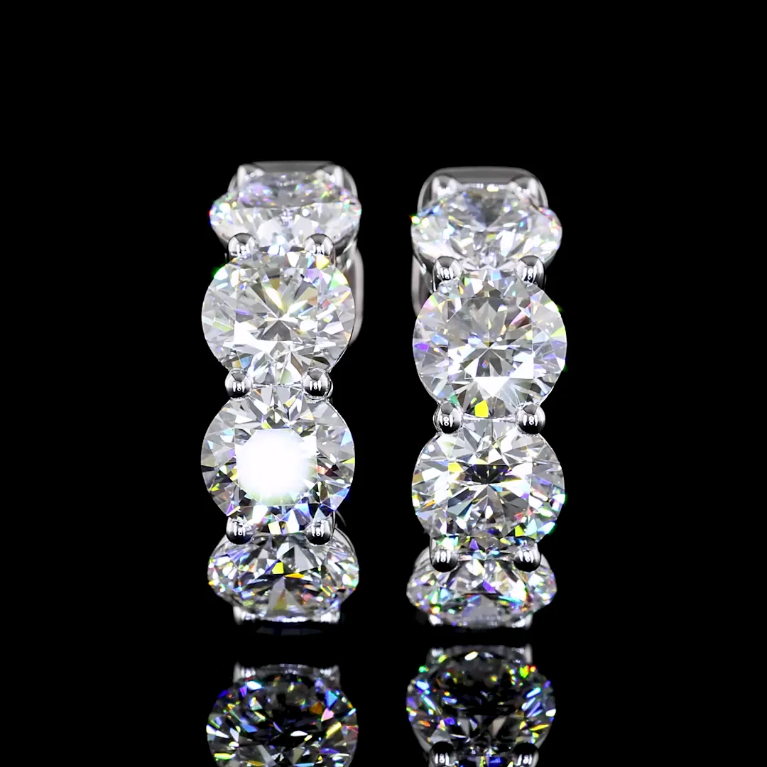 3.99 Cts 14k White Gold Round Shape Huggies Earring - Image 2