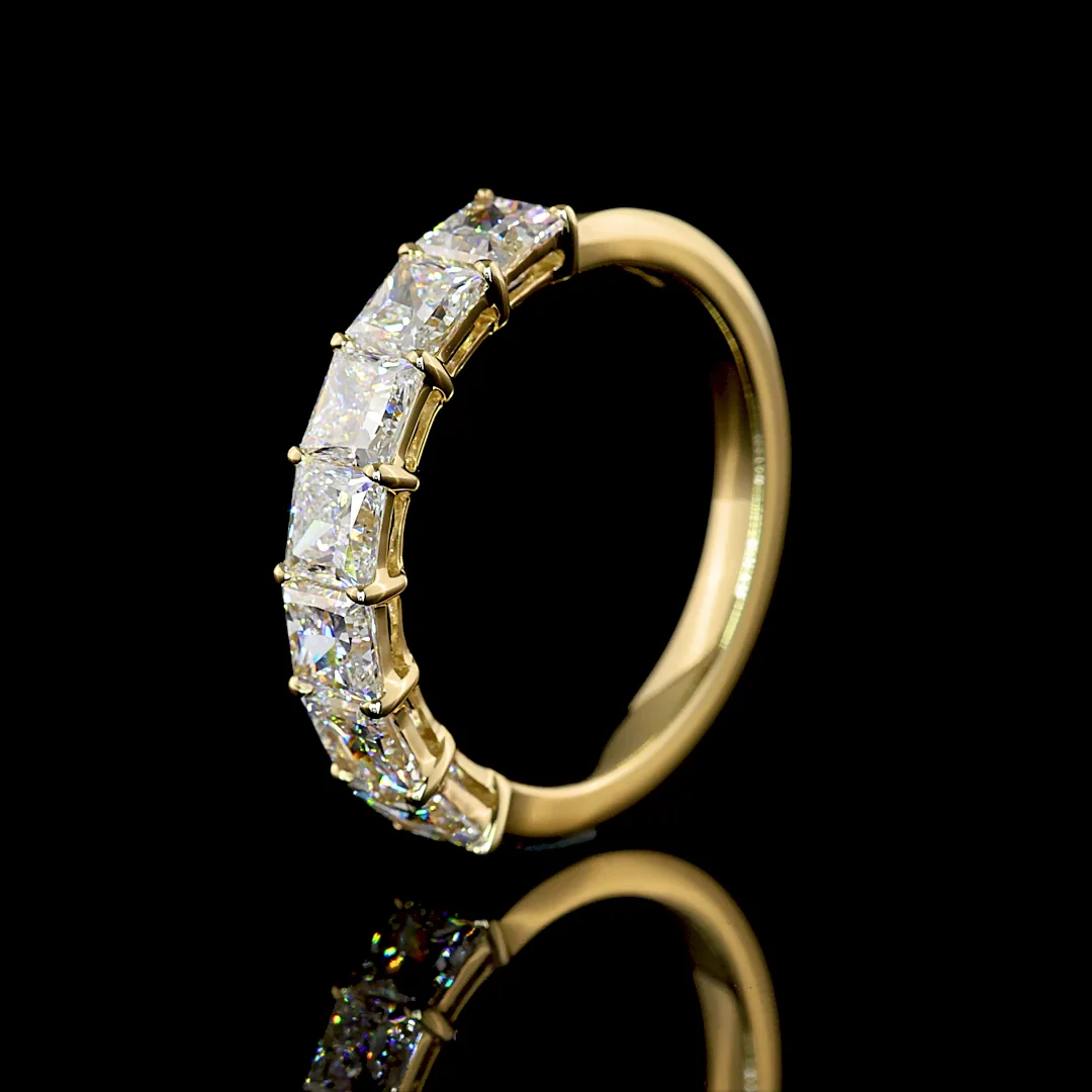 2.11 Cts 14k Yellow Gold Princess Shape 7 Stones Eternity Band - Image 4