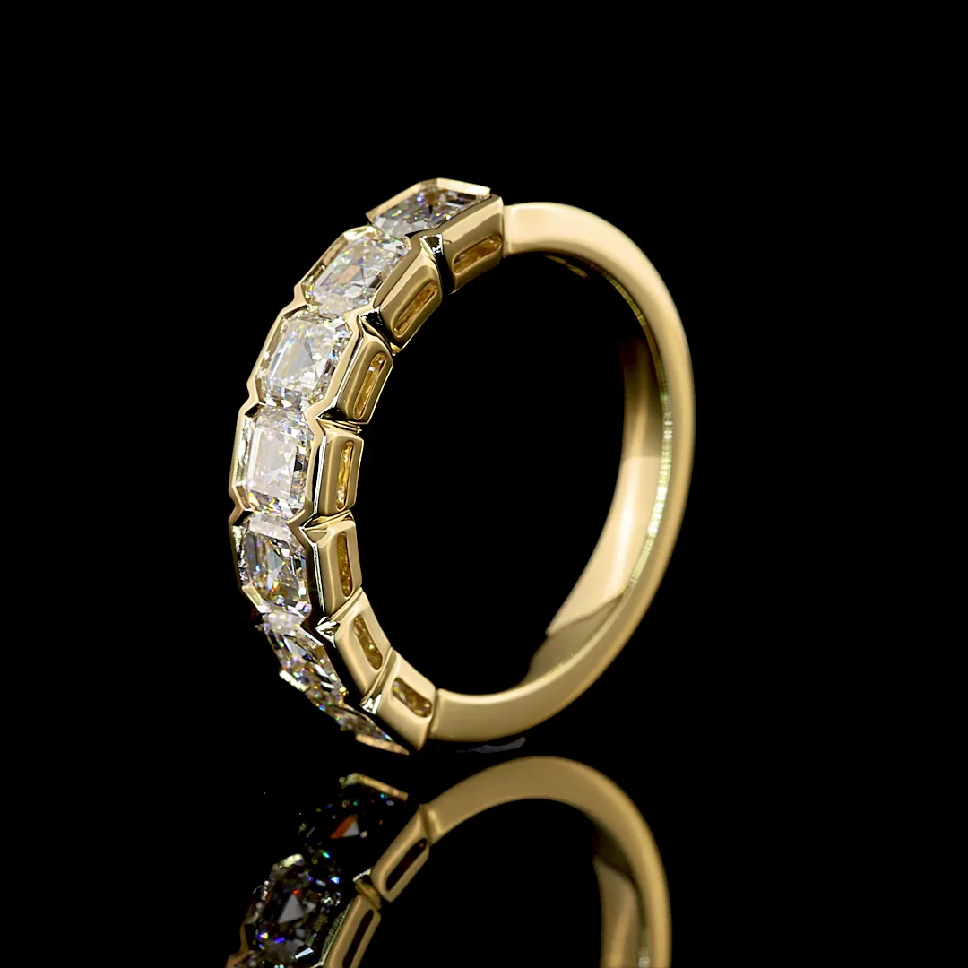 2.16 Cts 14k Yellow Gold Asscher Shape 7 Stones Eternity Band - Image 4