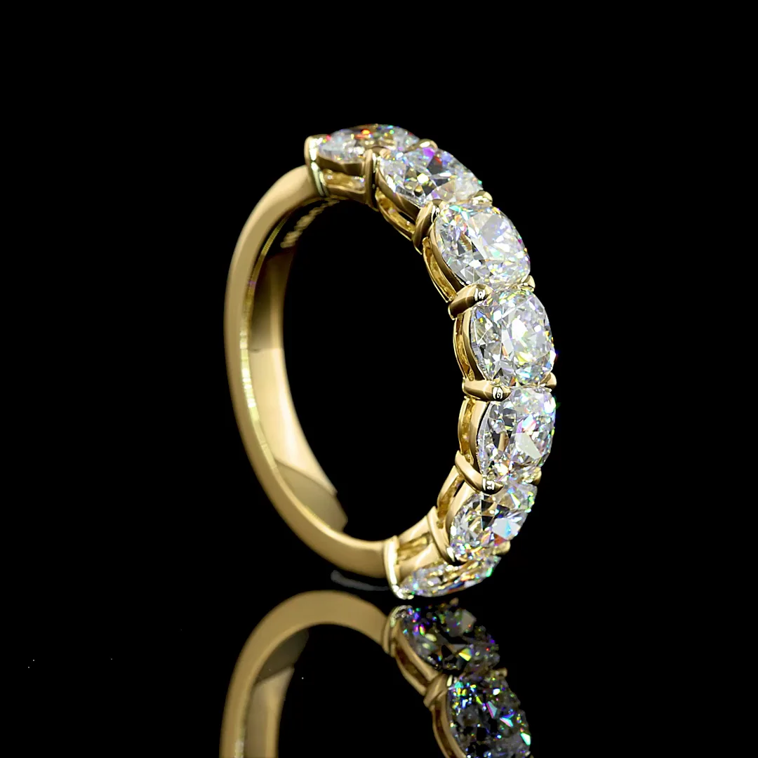 3.2 Cts 14k Yellow Gold Square Cushion Brilliant Shape 7 Stones Eternity Band - Image 2