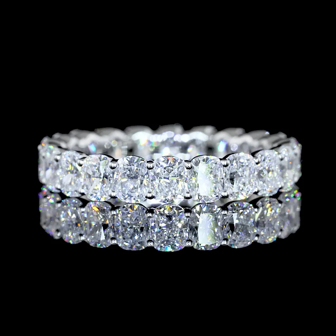 3.27 Cts 14k White Gold Cushion Brilliant Shape Eternity Band Eternity Band - Video