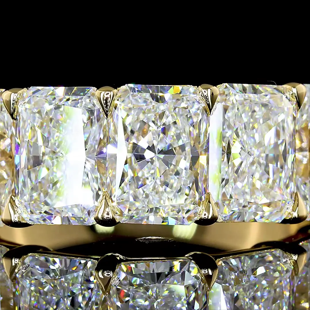 4.11 Cts 14k Yellow Gold Radiant Shape 5 Stones Eternity Band - Image 3
