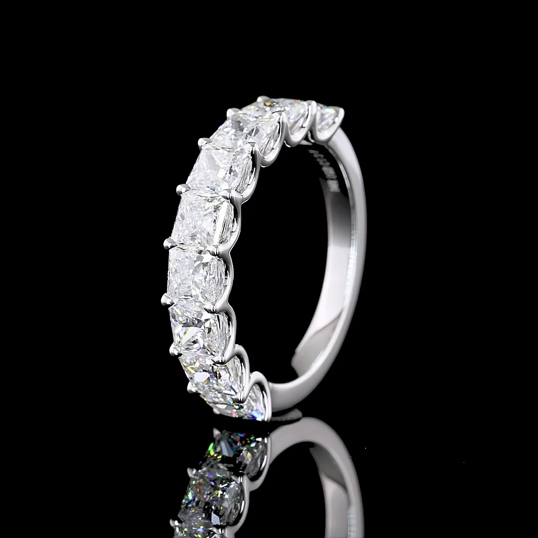 3.07 Cts 14k White Gold Princess Shape Half Eternity Eternity Band - Image 4