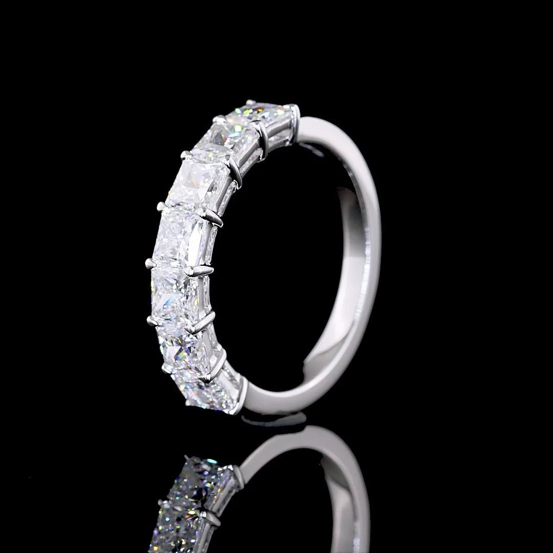 2.09 Cts 14k White Gold Princess Shape 7 Stones Eternity Band - Image 4