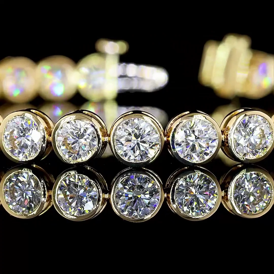 10.15 Cts 14k Yellow Gold Round Shape Tennis Bracelet - Image 2