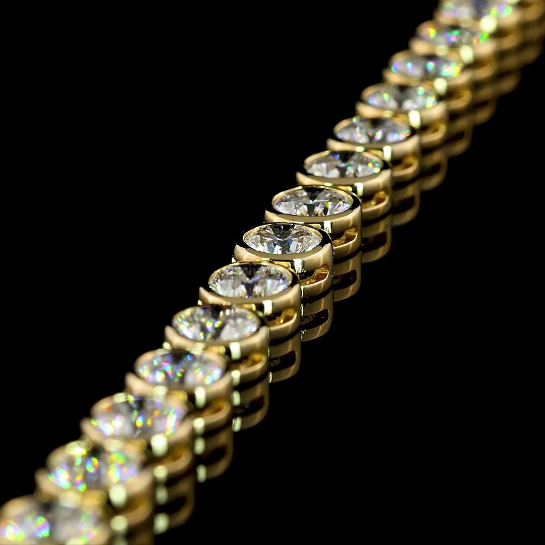 10.15 Cts 14k Yellow Gold Round Shape Tennis Bracelet - Image 3