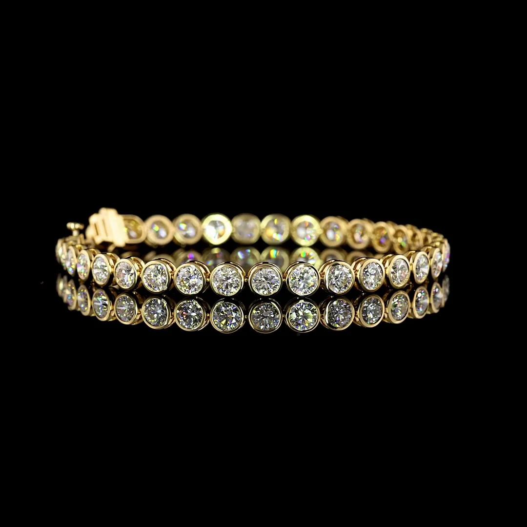 10.15 Cts 14k Yellow Gold Round Shape Tennis Bracelet - Video