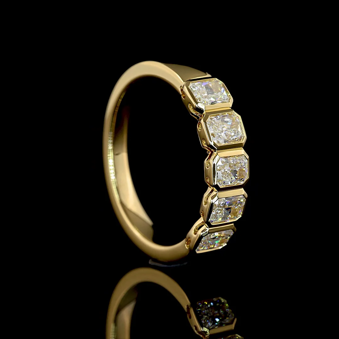 1.05 Cts 14k Yellow Gold Radiant Shape 5 Stones Eternity Band - Image 2