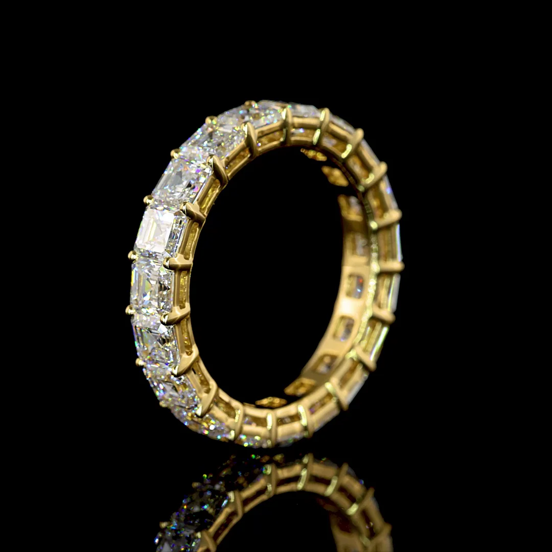 4.37 Cts 14k Yellow Gold Asscher Shape Eternity Band Eternity Band - Image 4