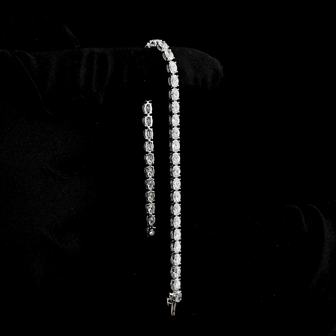 5.96 Cts 14k White Gold Oval Shape Tennis Bracelet - Image 3