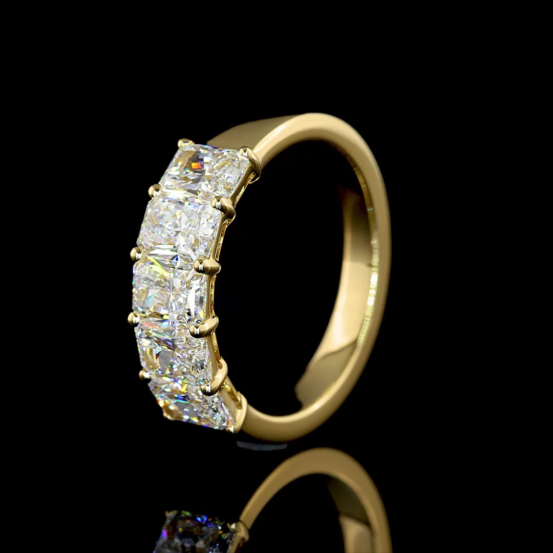 2.11 Cts 14k Yellow Gold Radiant Shape 5 Stones Eternity Band - Image 4