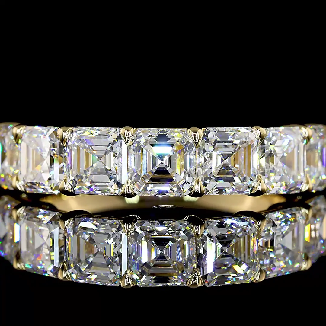 3.2 Cts 14k Yellow Gold Asscher Shape 7 Stones Eternity Band - Image 3