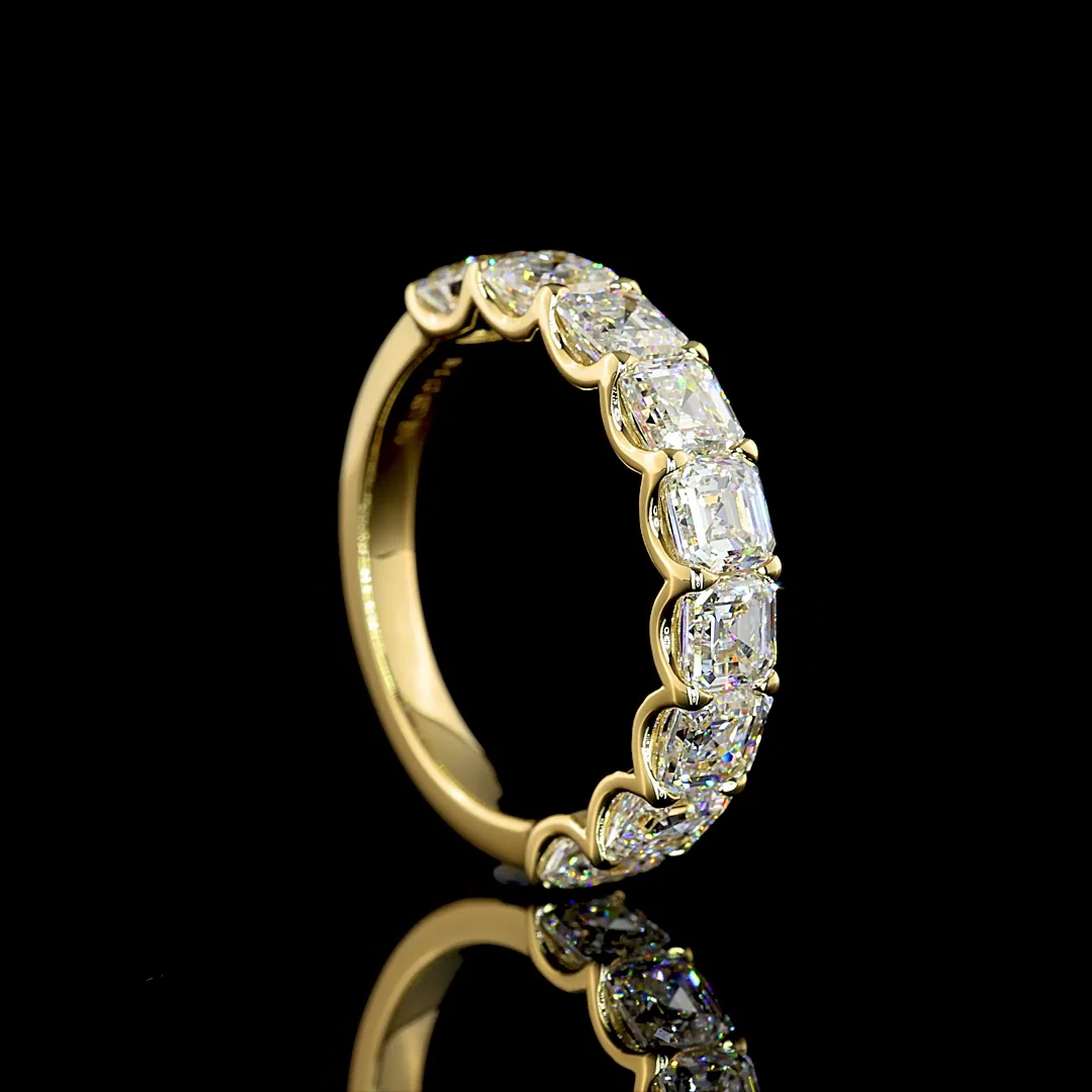 3.17 Cts 14k Yellow Gold Asscher Shape Half Eternity Eternity Band - Image 2