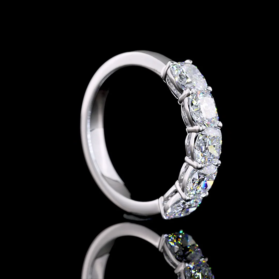 2.05 Cts 14k White Gold Square Cushion Brilliant Shape 5 Stones Eternity Band - Image 2