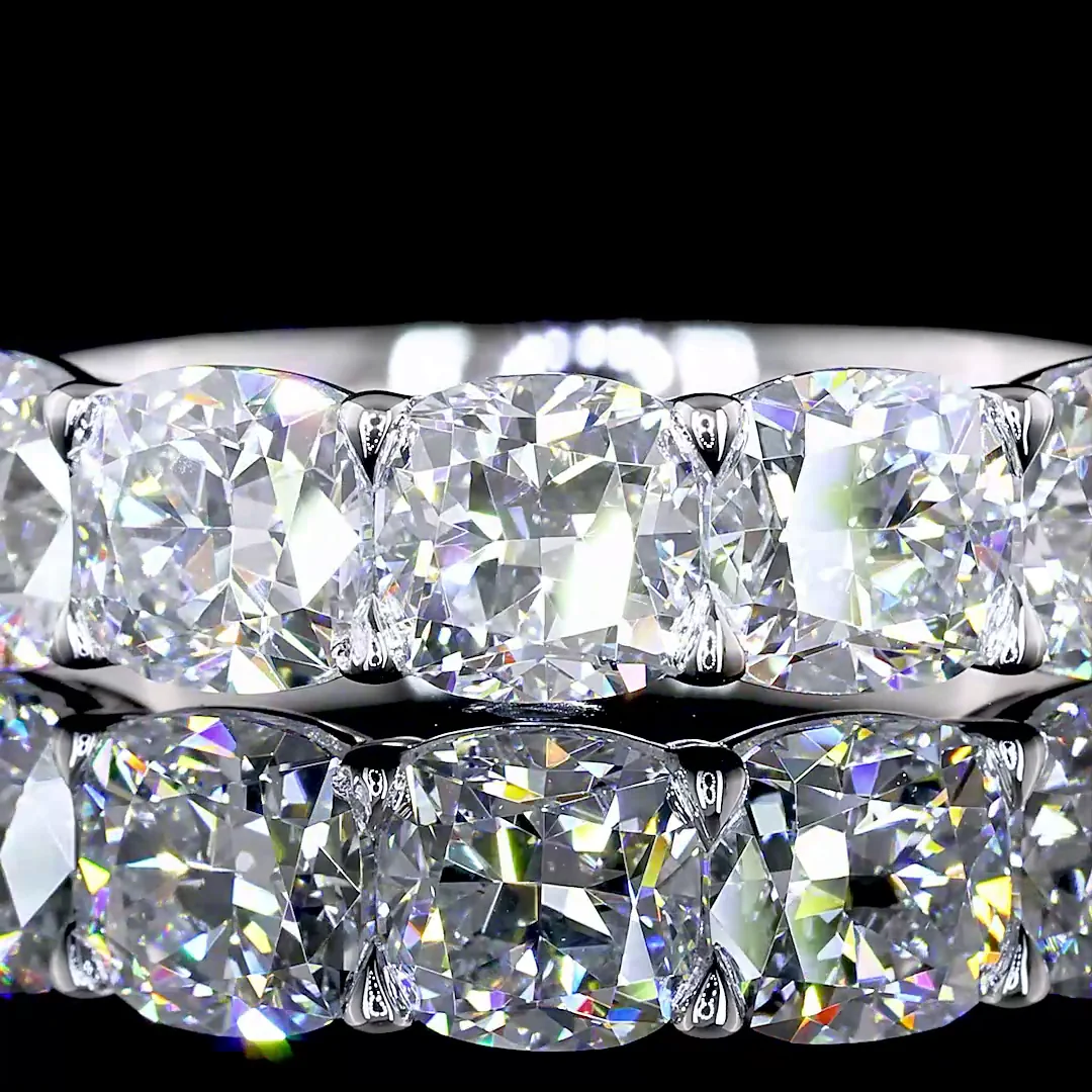 2.05 Cts 14k White Gold Square Cushion Brilliant Shape 5 Stones Eternity Band - Image 3