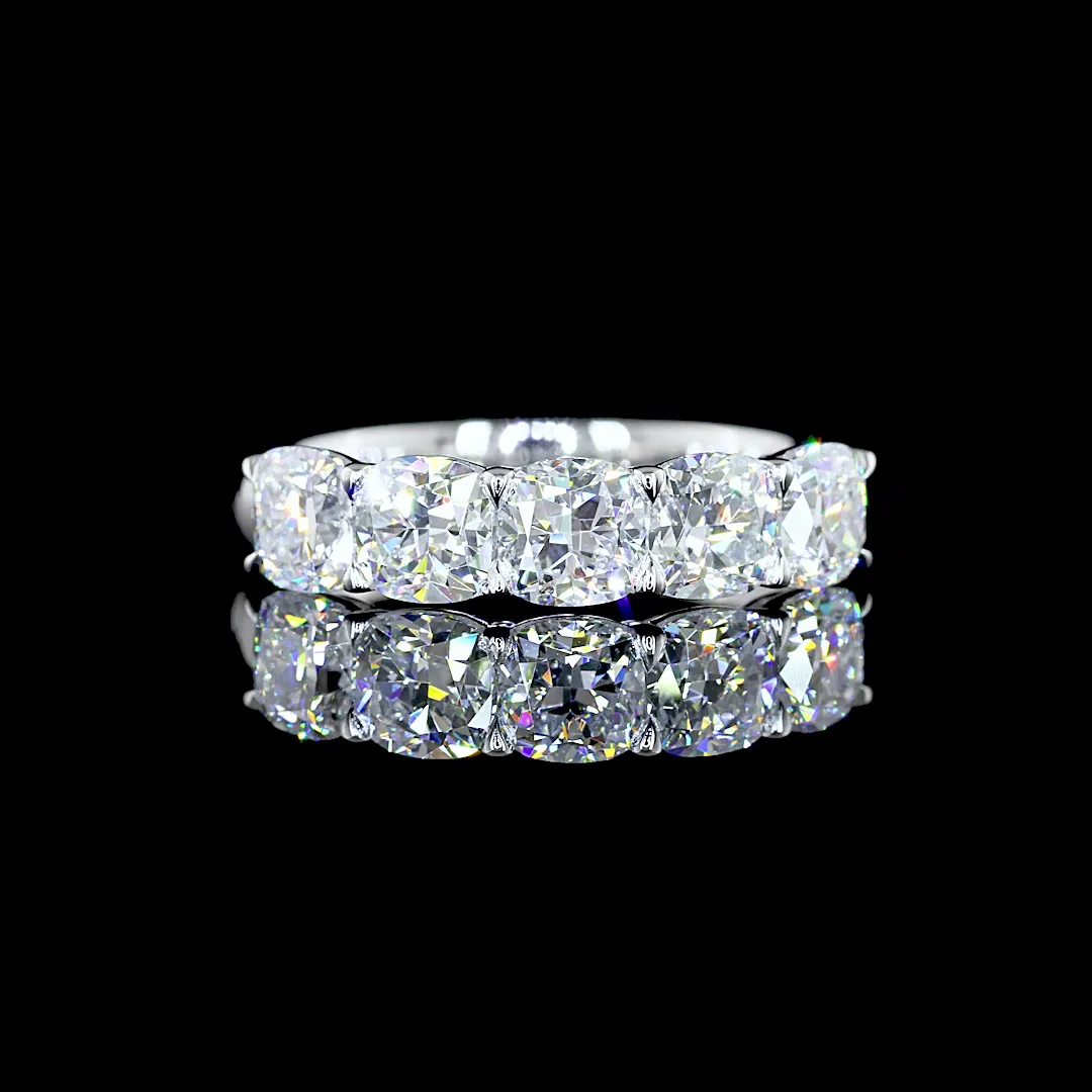 2.05 Cts 14k White Gold Square Cushion Brilliant Shape 5 Stones Eternity Band - Video