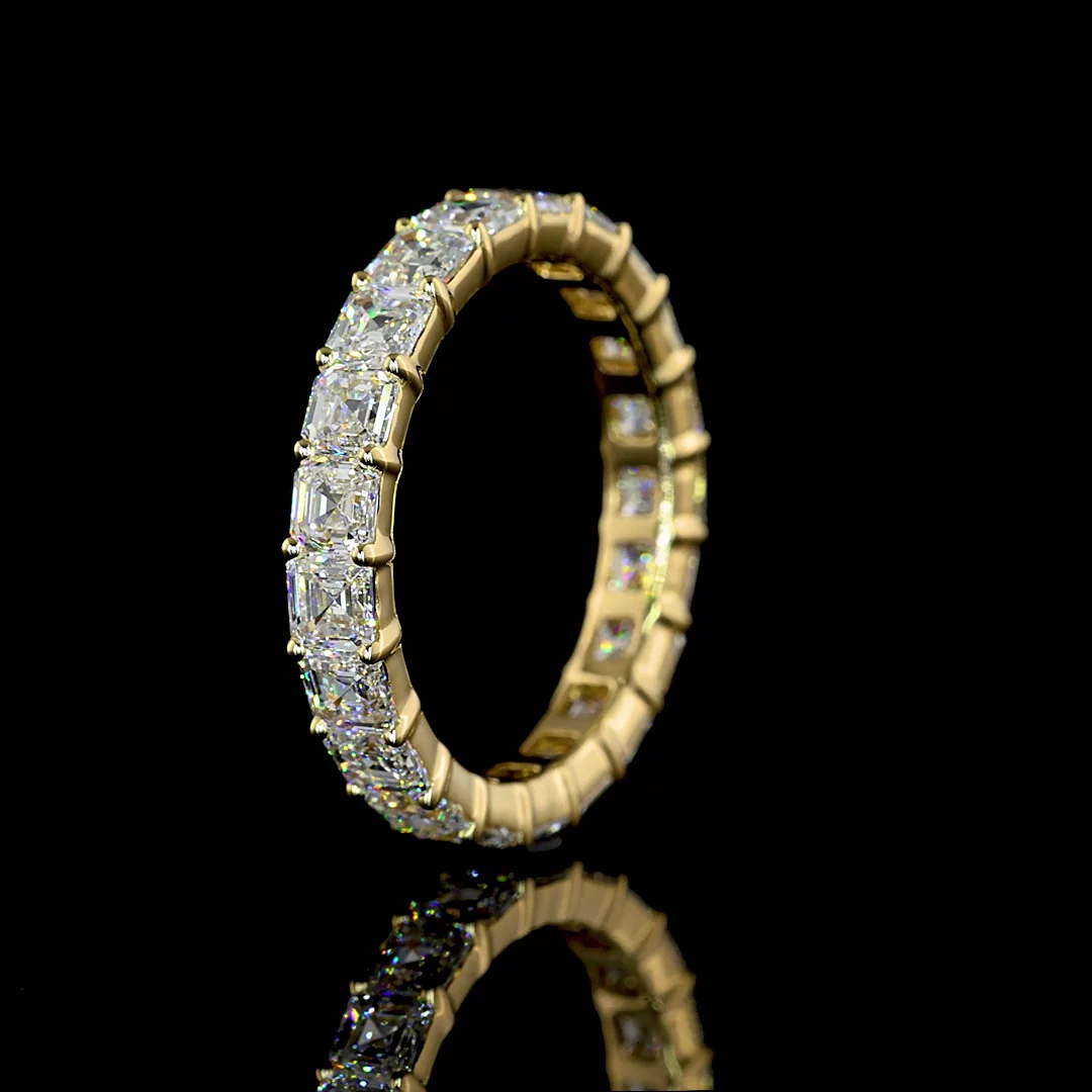 3.05 Cts 14k Yellow Gold Asscher Shape Eternity Band Eternity Band - Image 4