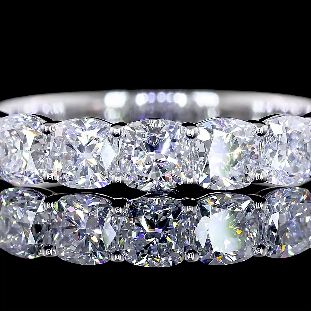 1.16 Cts 14k White Gold Square Cushion Brilliant Shape 7 Stones Eternity Band - Image 3