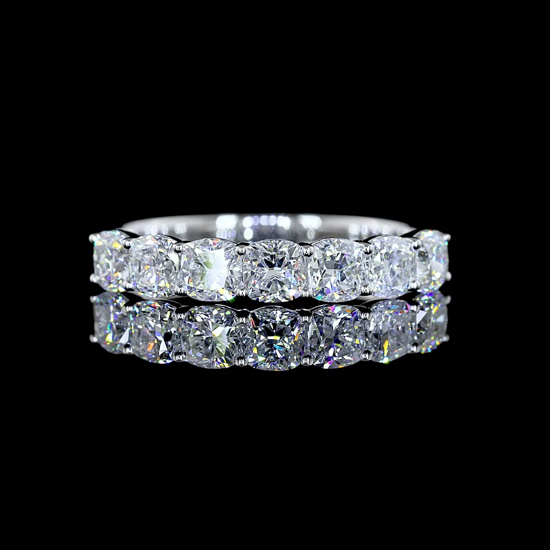 1.16 Cts 14k White Gold Square Cushion Brilliant Shape 7 Stones Eternity Band - Video