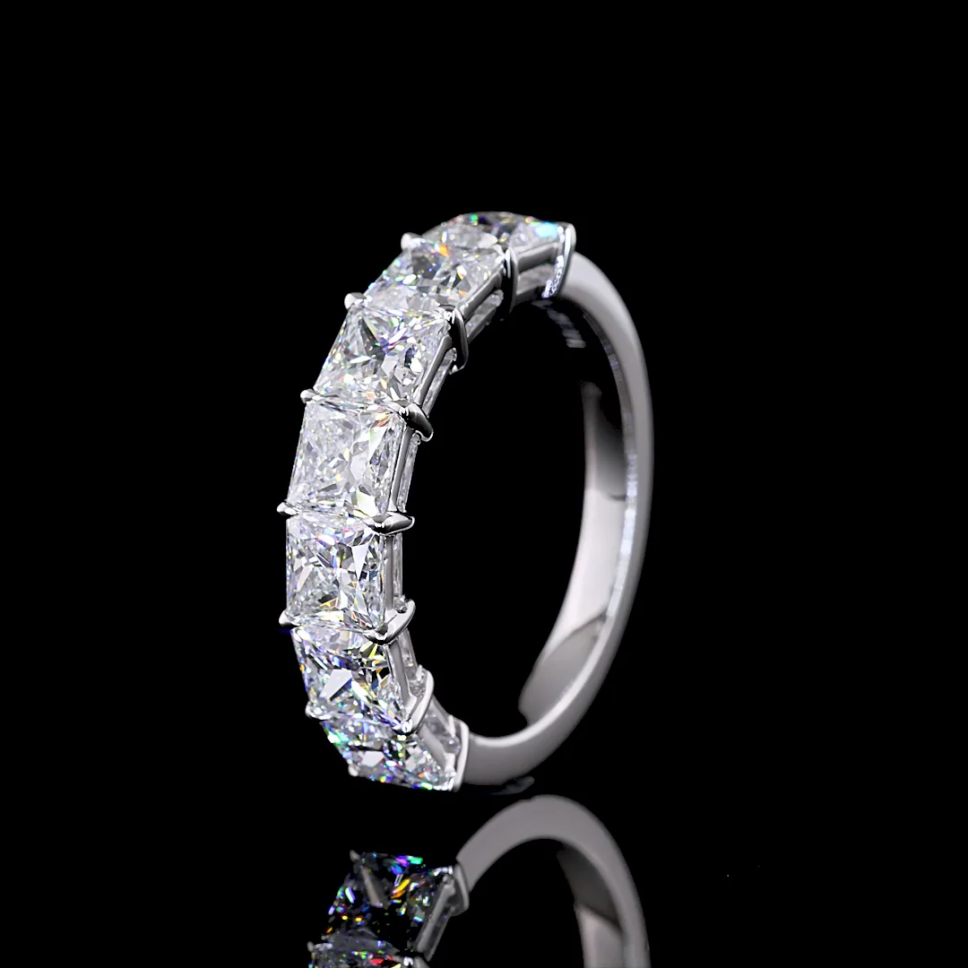 3.15 Cts 14k White Gold Princess Shape 7 Stones Eternity Band - Image 4