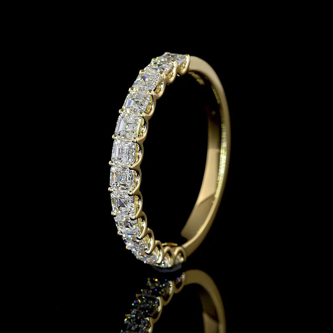 0.97 Cts 14k Yellow Gold Asscher Shape Half Eternity Eternity Band - Image 4