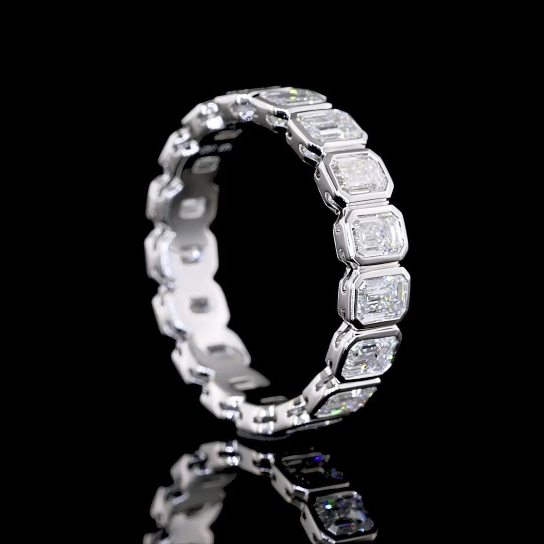 2.83 Cts 14k White Gold Emerald Shape Eternity Band Eternity Band - Image 2