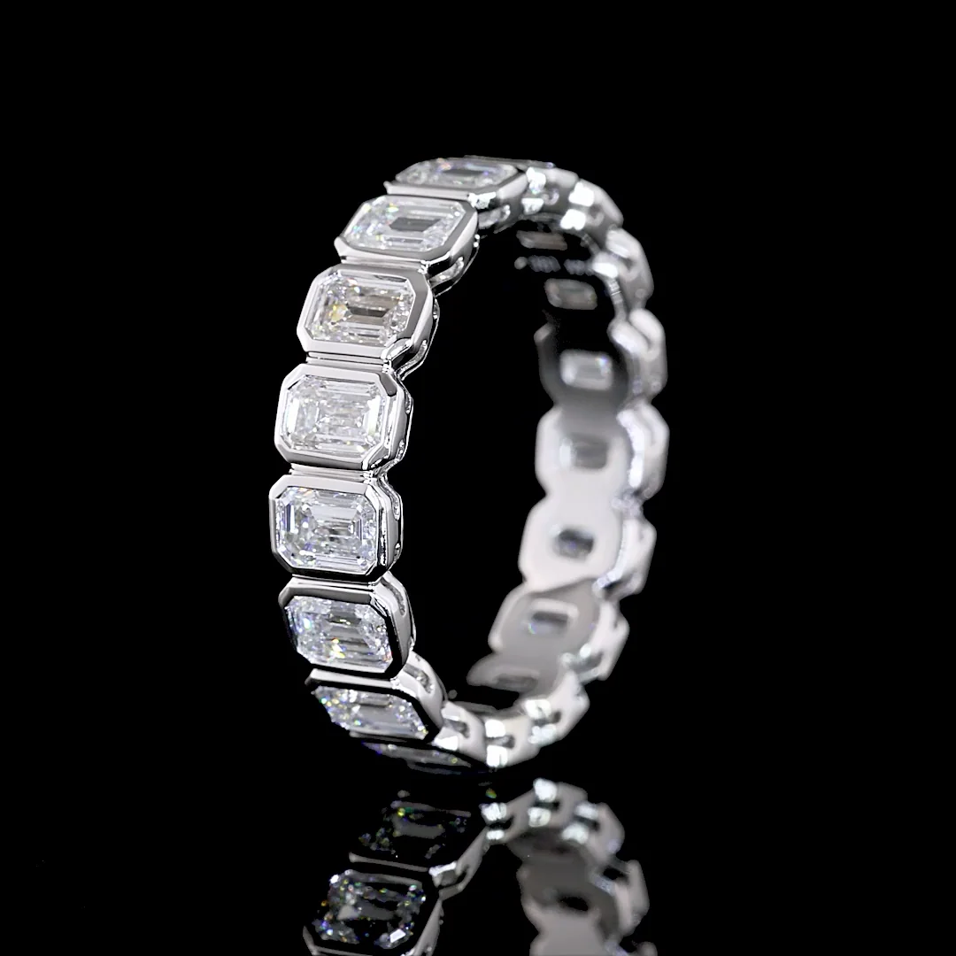 2.83 Cts 14k White Gold Emerald Shape Eternity Band Eternity Band - Image 4