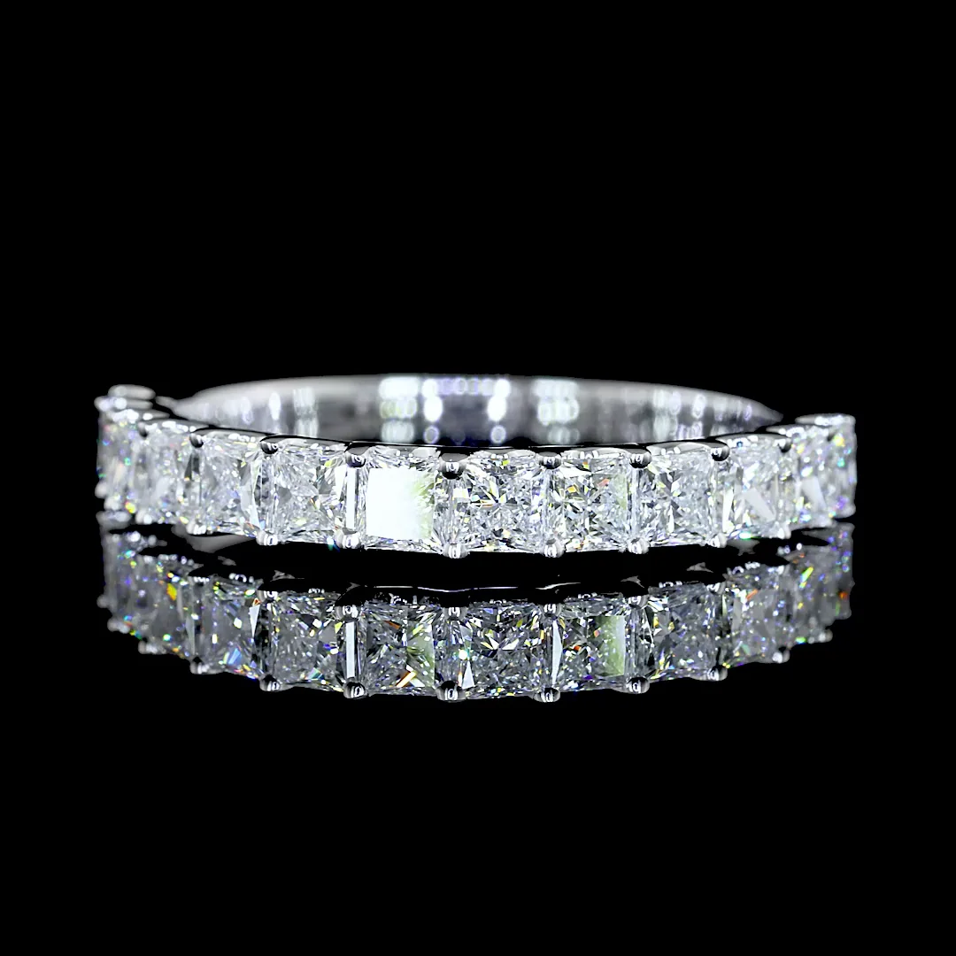 1.08 Cts 14k White Gold Princess Shape Half Eternity Eternity Band - Video
