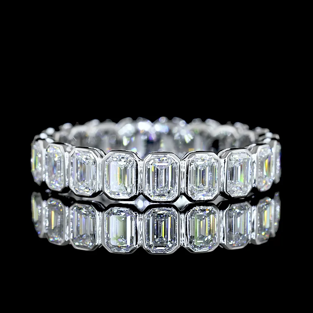 1.9 Cts 14k White Gold Emerald Shape Eternity Band Eternity Band - Video