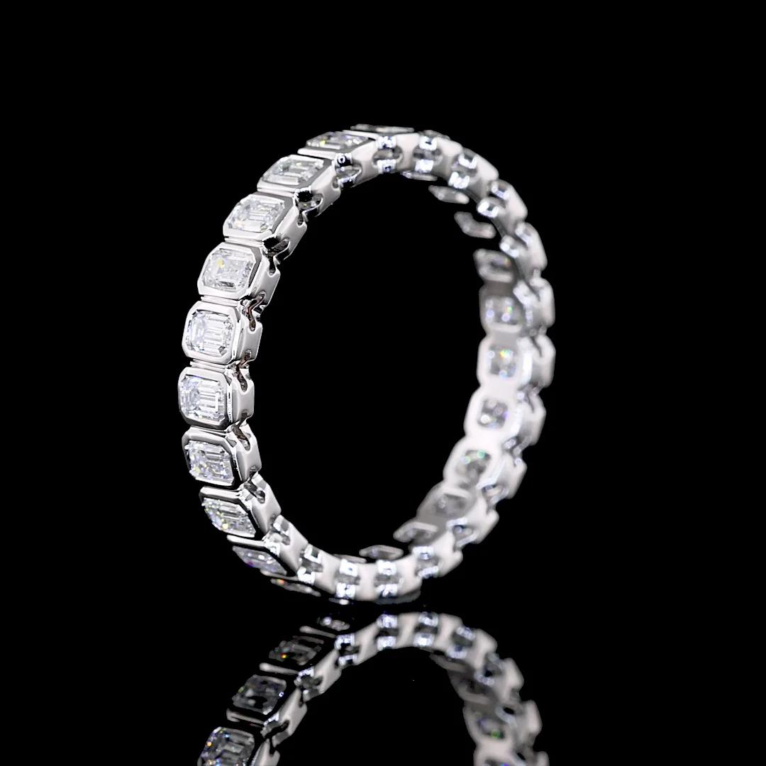 0.98 Cts 14k White Gold Emerald Shape Eternity Band Eternity Band - Image 4