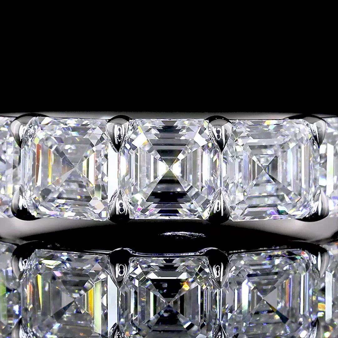 1.99 Cts 14k White Gold Asscher Shape 7 Stones Eternity Band - Image 3