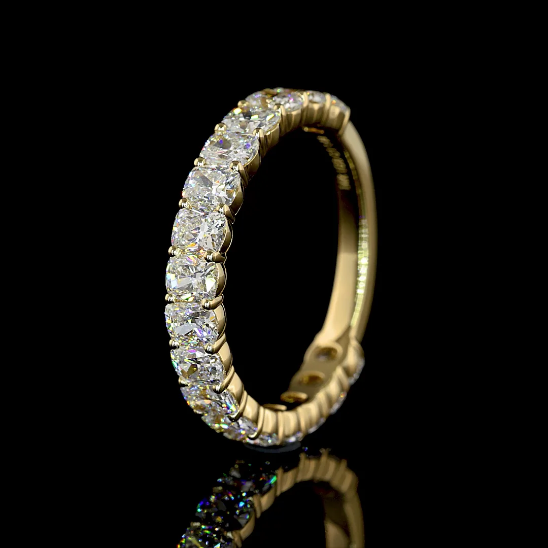 1.88 Cts 14k Yellow Gold Cushion Brilliant Shape 3/4 Band Eternity Band - Image 4