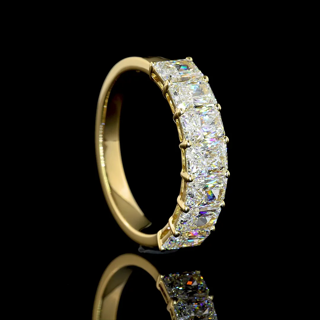 2.11 Cts 14k Yellow Gold Radiant Shape 7 Stones Eternity Band - Image 2
