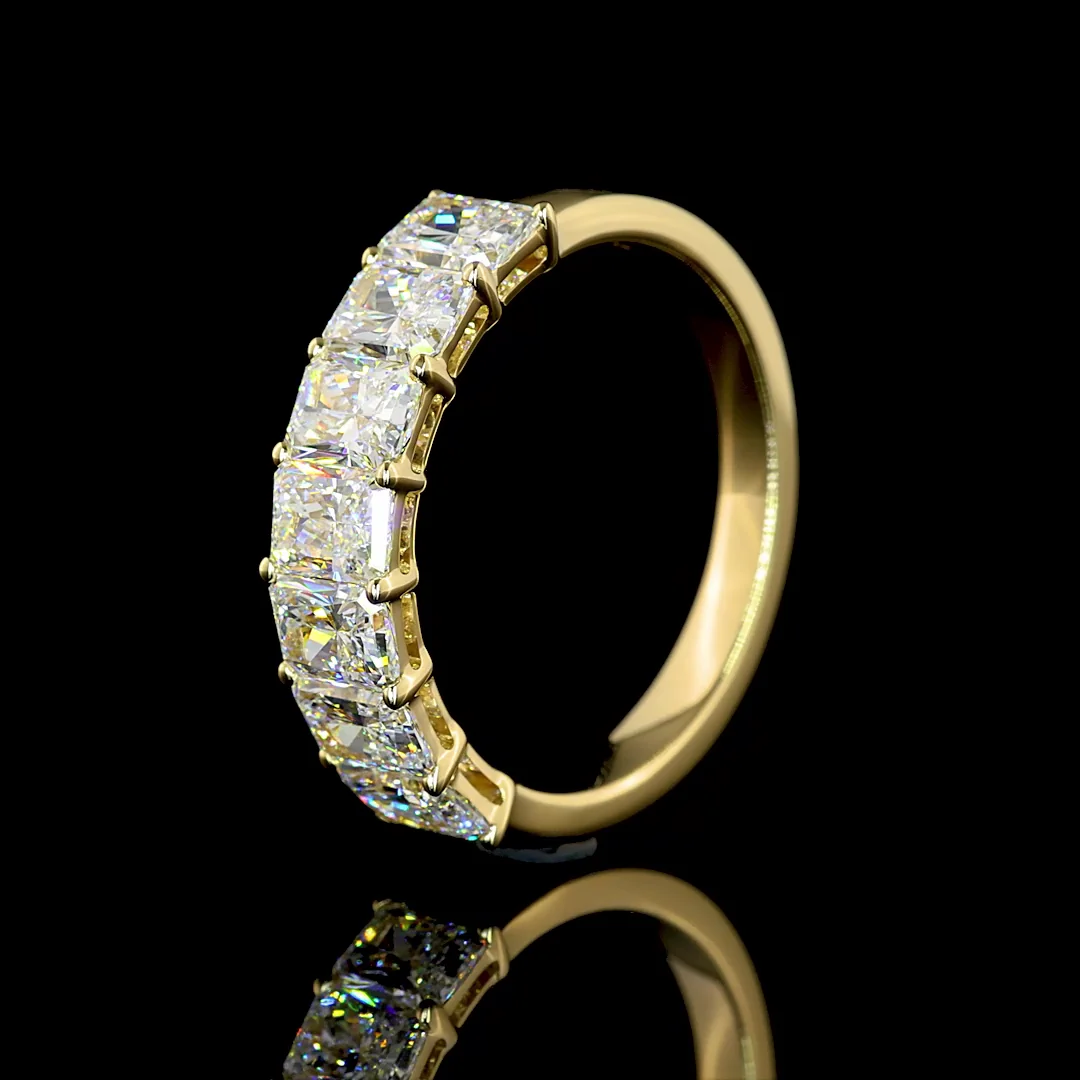 2.11 Cts 14k Yellow Gold Radiant Shape 7 Stones Eternity Band - Image 4