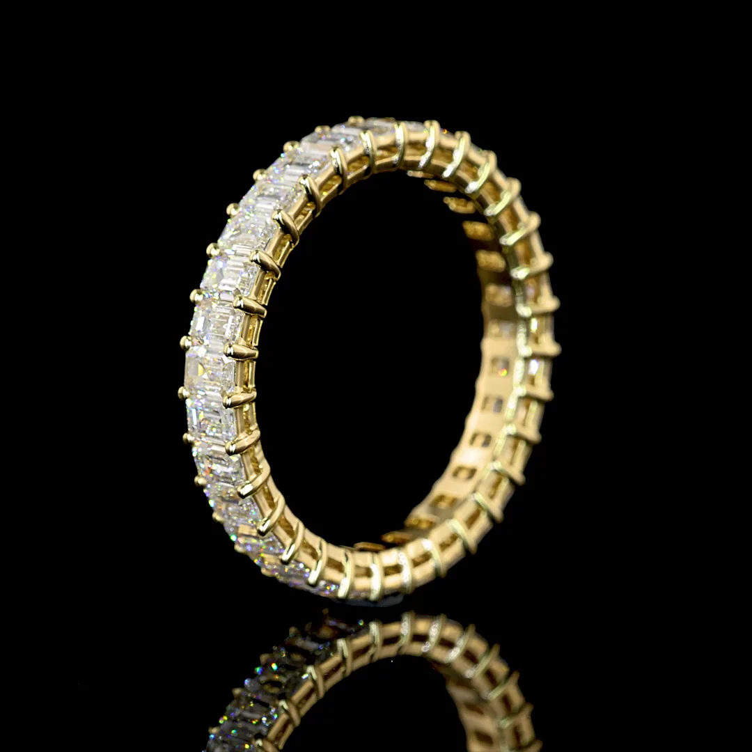 1.99 Cts 14k Yellow Gold Emerald Shape Eternity Band Eternity Band - Image 4