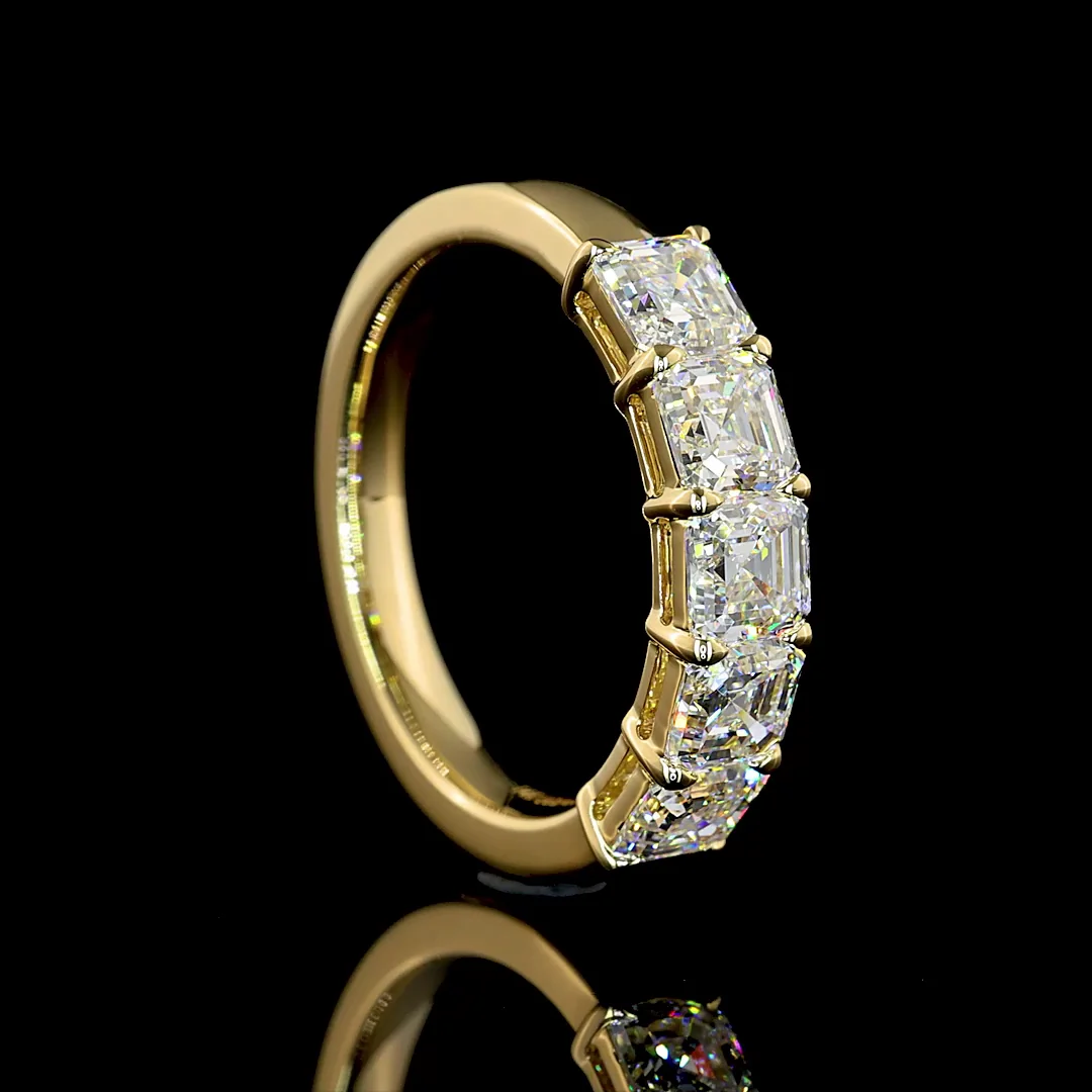2.12 Cts 14k Yellow Gold Asscher Shape 5 Stones Eternity Band - Image 2