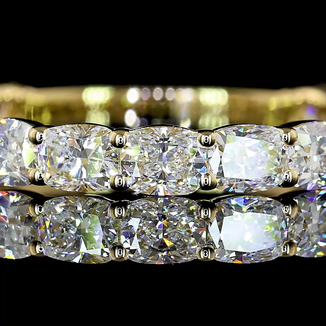 1.64 Cts 14k Yellow Gold Cushion Brilliant Shape 3/4 Band Eternity Band - Image 3