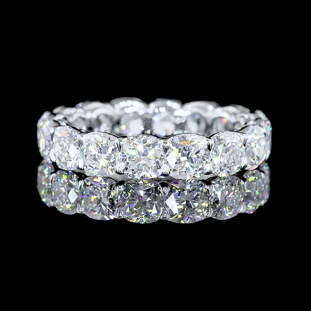 5.01 Cts 14k White Gold Square Cushion Brilliant Shape Eternity Band Eternity Band - Video