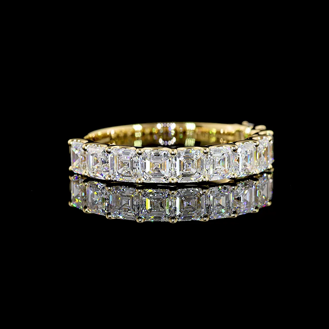 1.96 Cts 14k Yellow Gold Asscher Shape 3/4 Band Eternity Band - Video