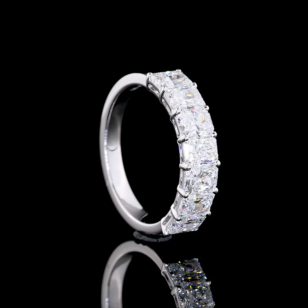 2.01 Cts 14k White Gold Radiant Shape 7 Stones Eternity Band - Image 2