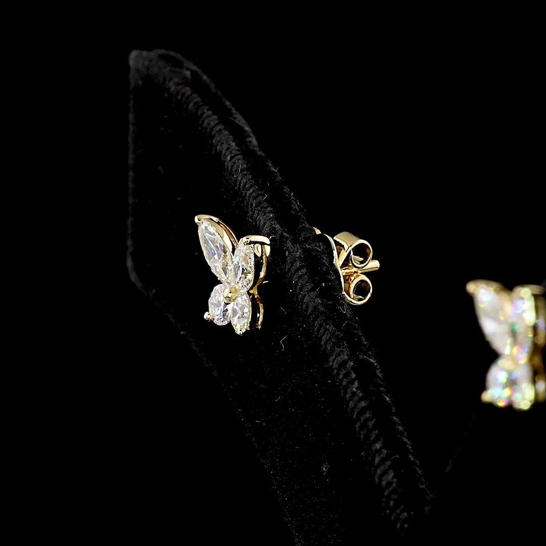 1.22 Cts 14k Yellow Gold Mix Shape Studs Earring - Image 4