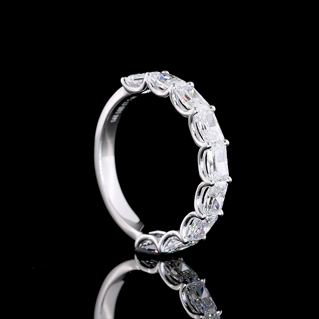 1.99 Cts 14k White Gold Radiant Shape Half Eternity Eternity Band - Image 2