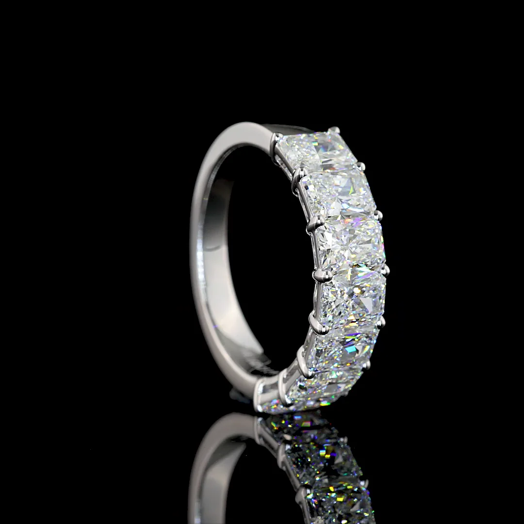 2.96 Cts 14k White Gold Radiant Shape 7 Stones Eternity Band - Image 2