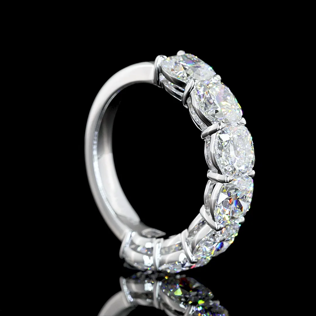 5.03 Cts 14k White Gold Square Cushion Brilliant Shape Half Eternity Eternity Band - Image 2