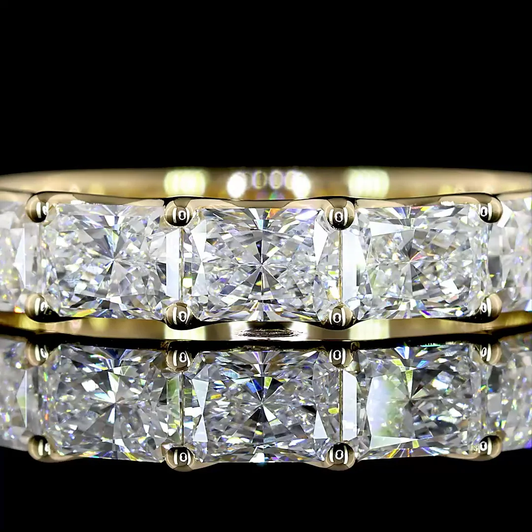2.01 Cts 14k Yellow Gold Radiant Shape Half Eternity Eternity Band - Image 3