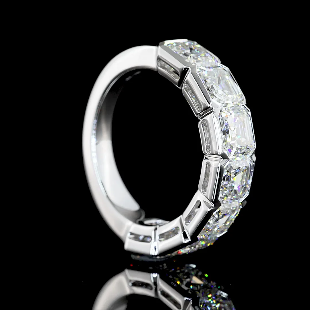 5.08 Cts 14k White Gold Asscher Shape Half Eternity Eternity Band - Image 2