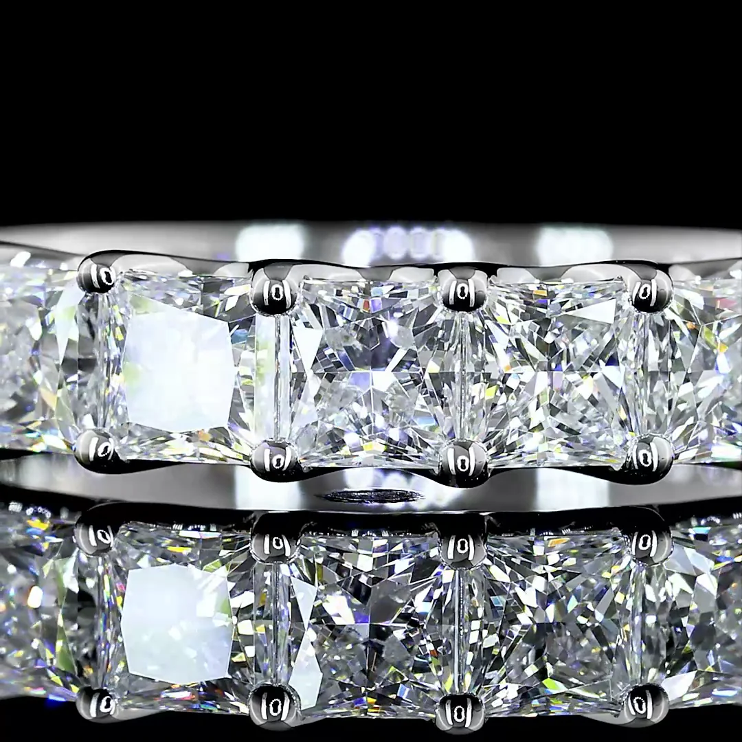 1.98 Cts 14k White Gold Princess Shape Half Eternity Eternity Band - Image 3