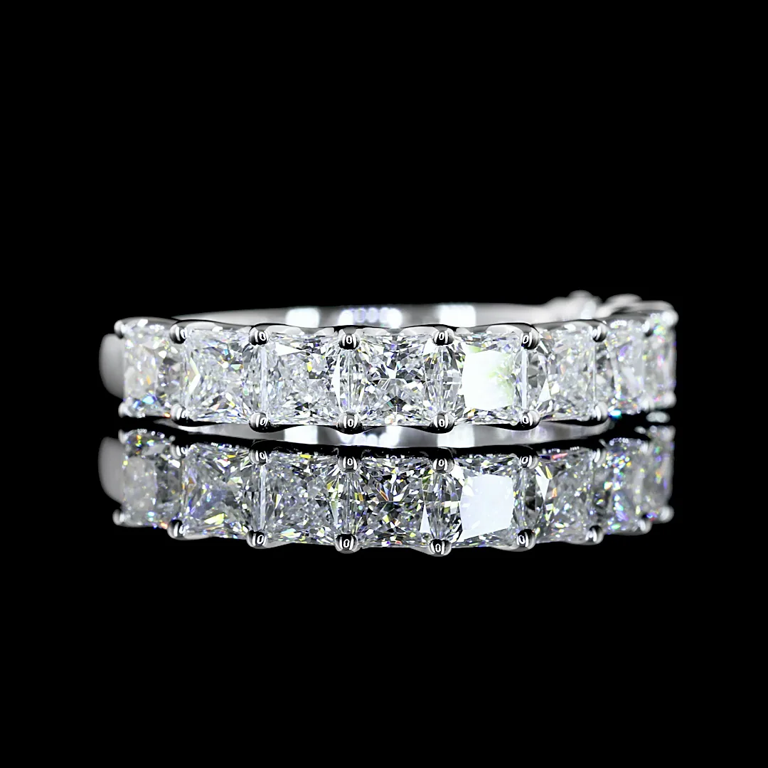 1.98 Cts 14k White Gold Princess Shape Half Eternity Eternity Band - Video