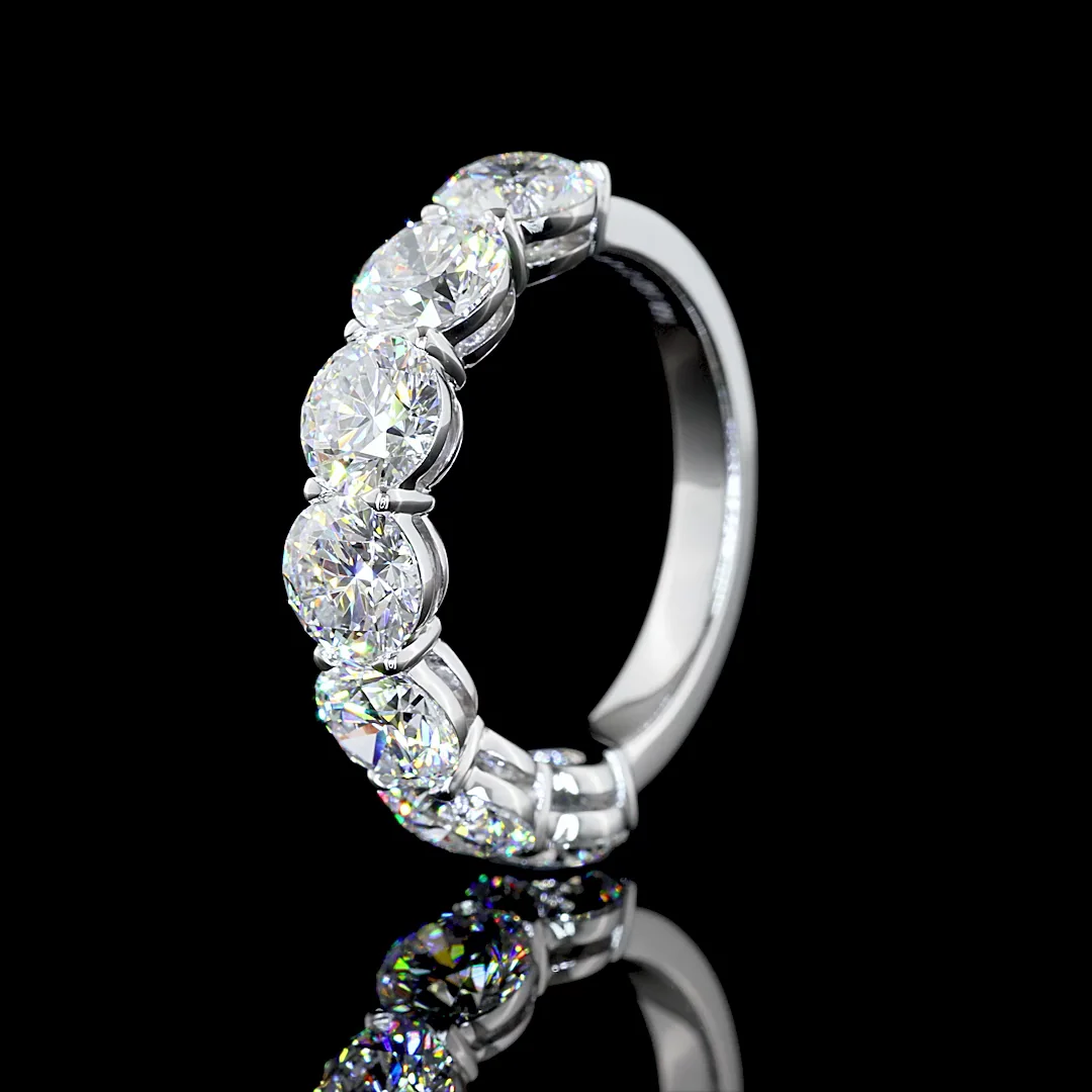 4.02 Cts 14k White Gold Round Shape 7 Stones Eternity Band - Image 4