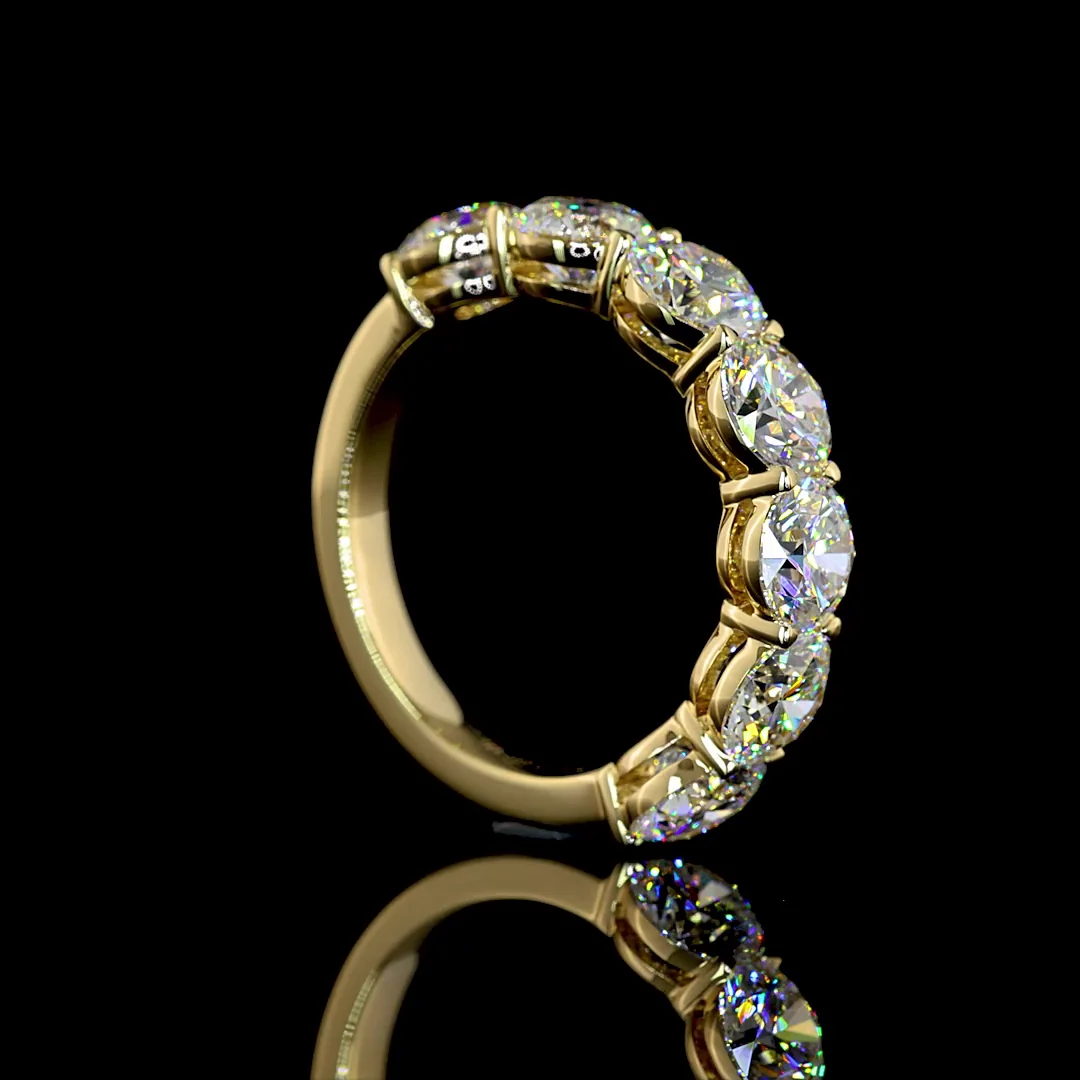 3.92 Cts 14k Yellow Gold Round Shape Half Eternity Eternity Band - Image 2